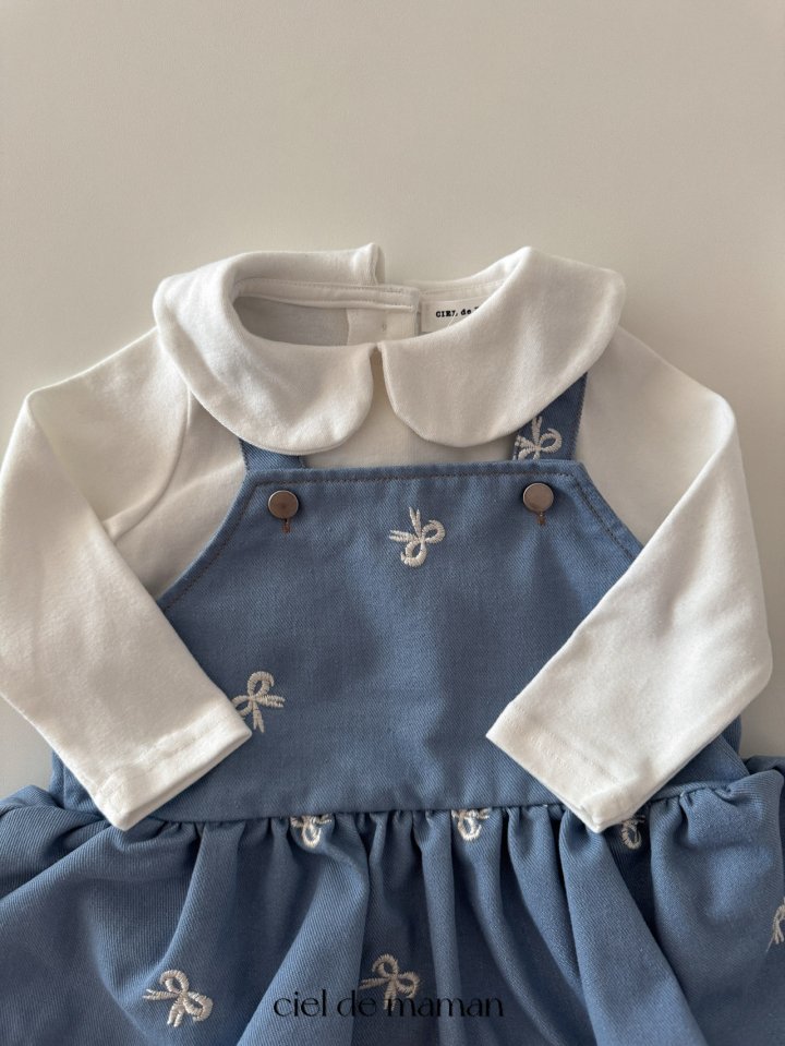 Ciel De Maman - Korean Baby Fashion - #onlinebabyboutique - Ribbon Embroidery One-piece Suit - 5