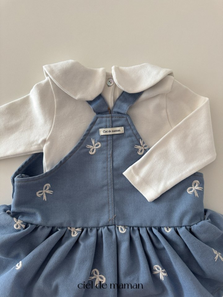 Ciel De Maman - Korean Baby Fashion - #onlinebabyshop - Ribbon Embroidery One-piece Suit - 6