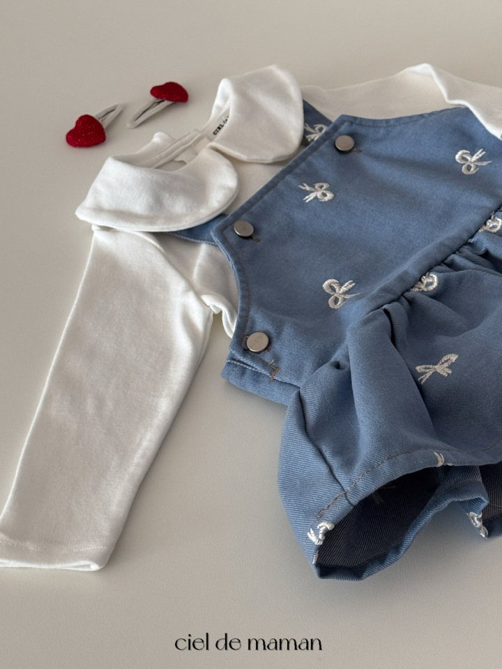Ciel De Maman - Korean Baby Fashion - #smilingbaby - Ribbon Embroidery One-piece Suit - 7