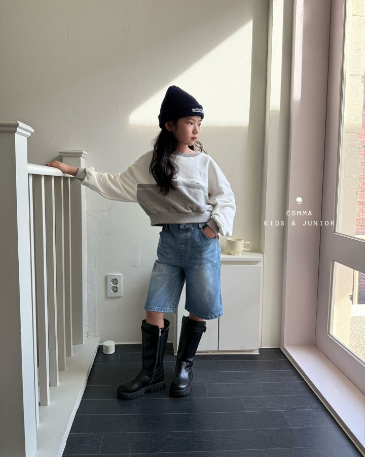Comma - Korean Children Fashion - #stylishchildhood - Denim Bermuda Pants - 4