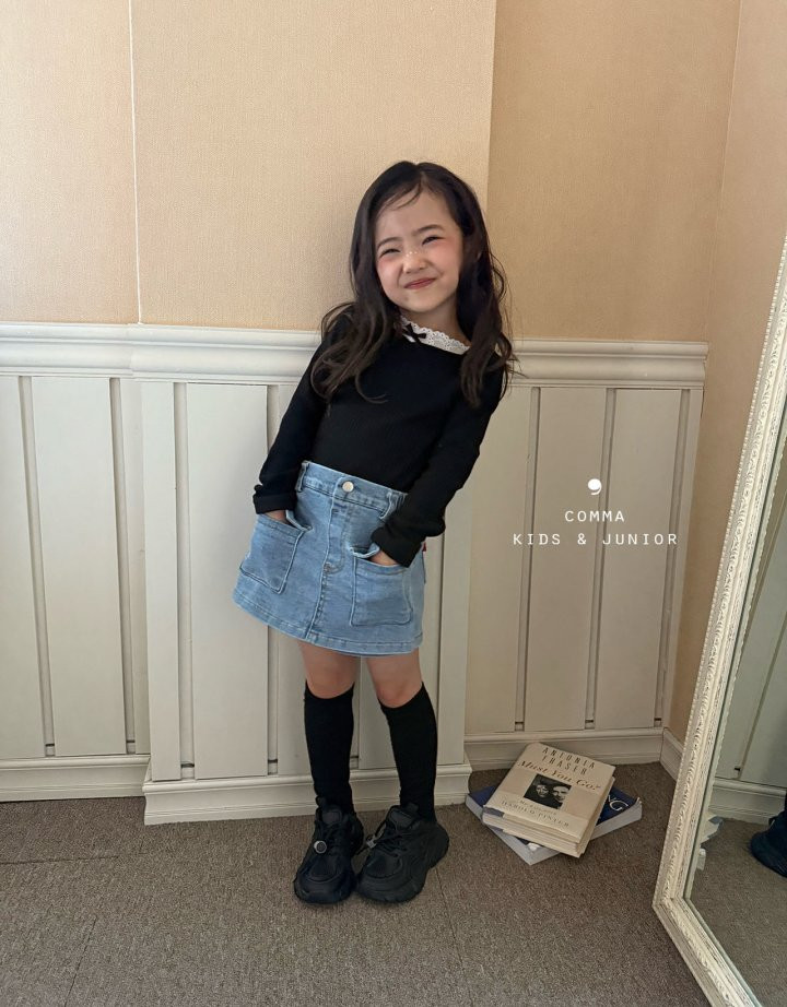Comma - Korean Children Fashion - #childofig - Lace Ribbon Tee
