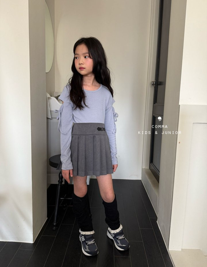Comma - Korean Children Fashion - #childofig - Sleeve Slit Ribbon Tee - 3