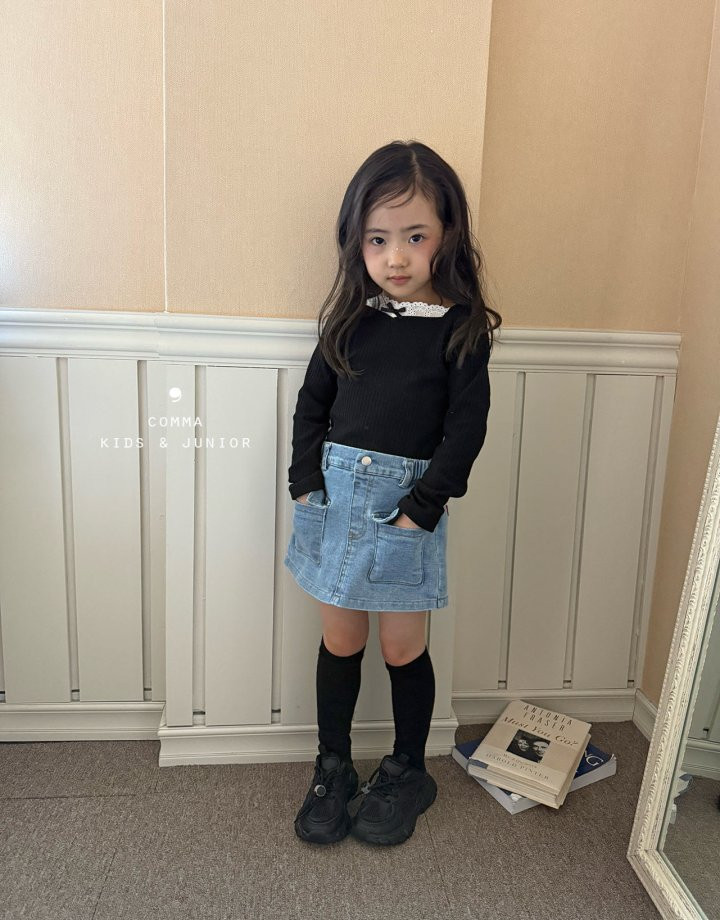 Comma - Korean Children Fashion - #childrensboutique - Lace Ribbon Tee - 2