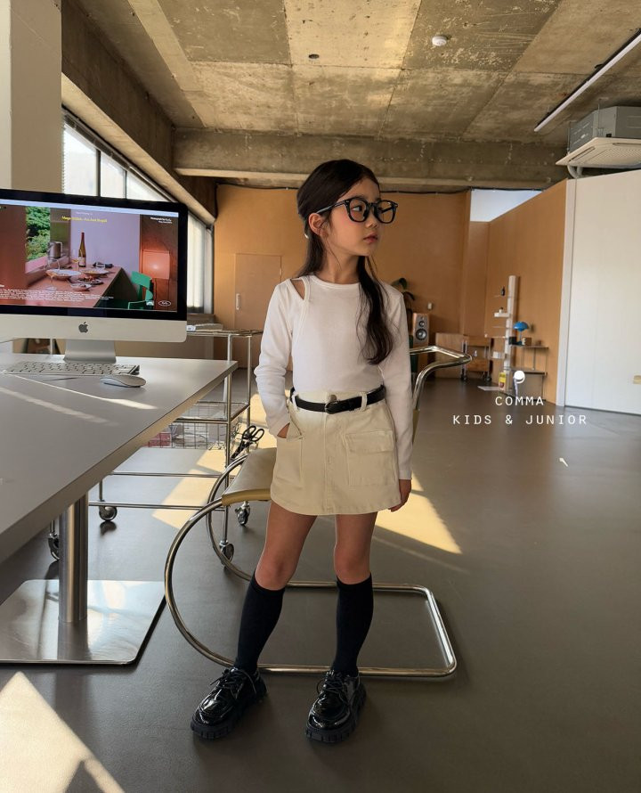Comma - Korean Children Fashion - #childrensboutique - Slit Stretchy Tee