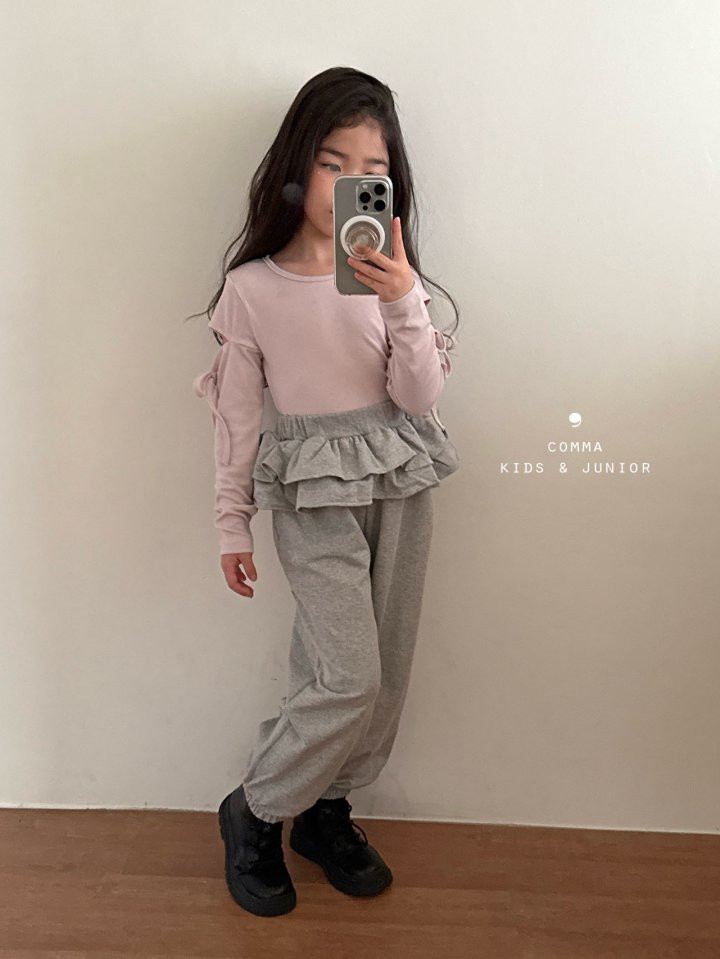 Comma - Korean Children Fashion - #kidzfashiontrend - Sleeve Slit Ribbon Tee - 10