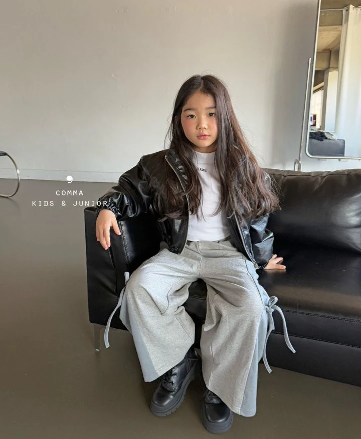 Comma - Korean Children Fashion - #minifashionista - Slit Ribbon Wide Pants - 2