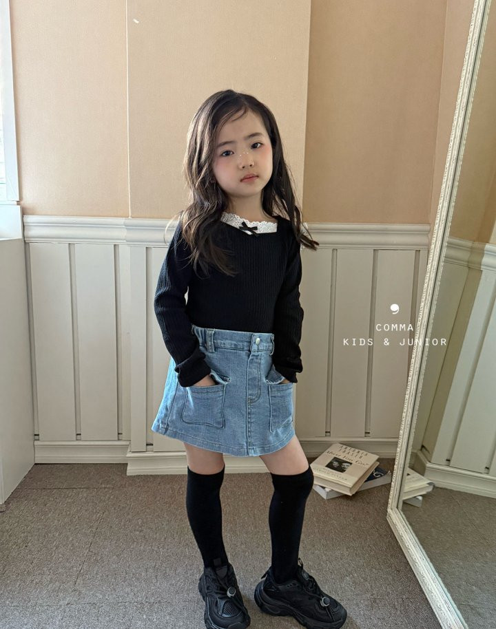 Comma - Korean Children Fashion - #minifashionista - Lace Ribbon Tee - 12