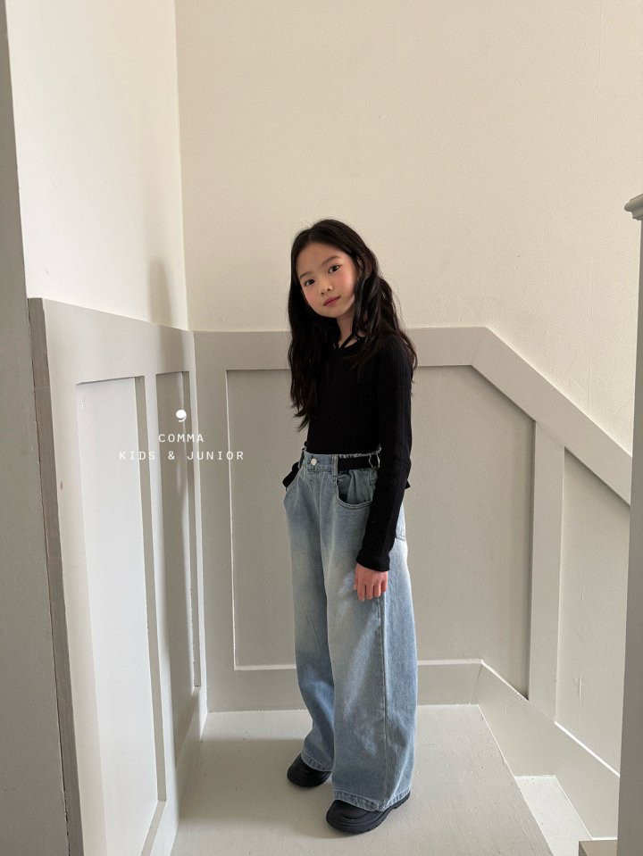 Comma - Korean Children Fashion - #magicofchildhood - Belted Denim Pants - 4