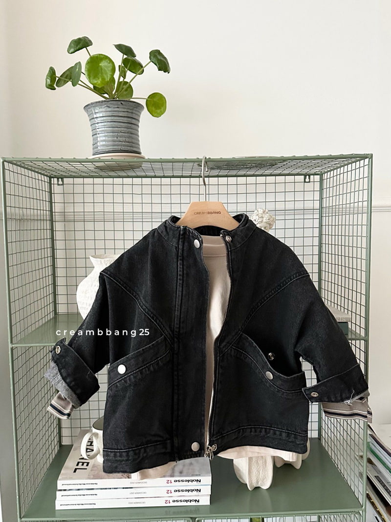 Cream Bbang - Korean Children Fashion - #childofig - High Neck Over Sized Denim Jacket - 6