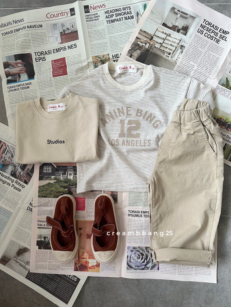 Cream Bbang - Korean Children Fashion - #childofig - 12 Graphic Stripe Tee - 5
