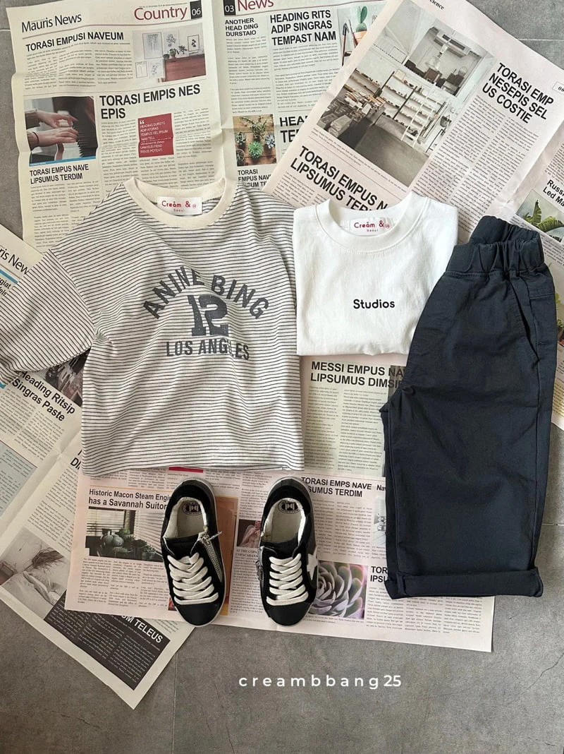 Cream Bbang - Korean Children Fashion - #childofig - 12 Graphic Stripe Tee - 6
