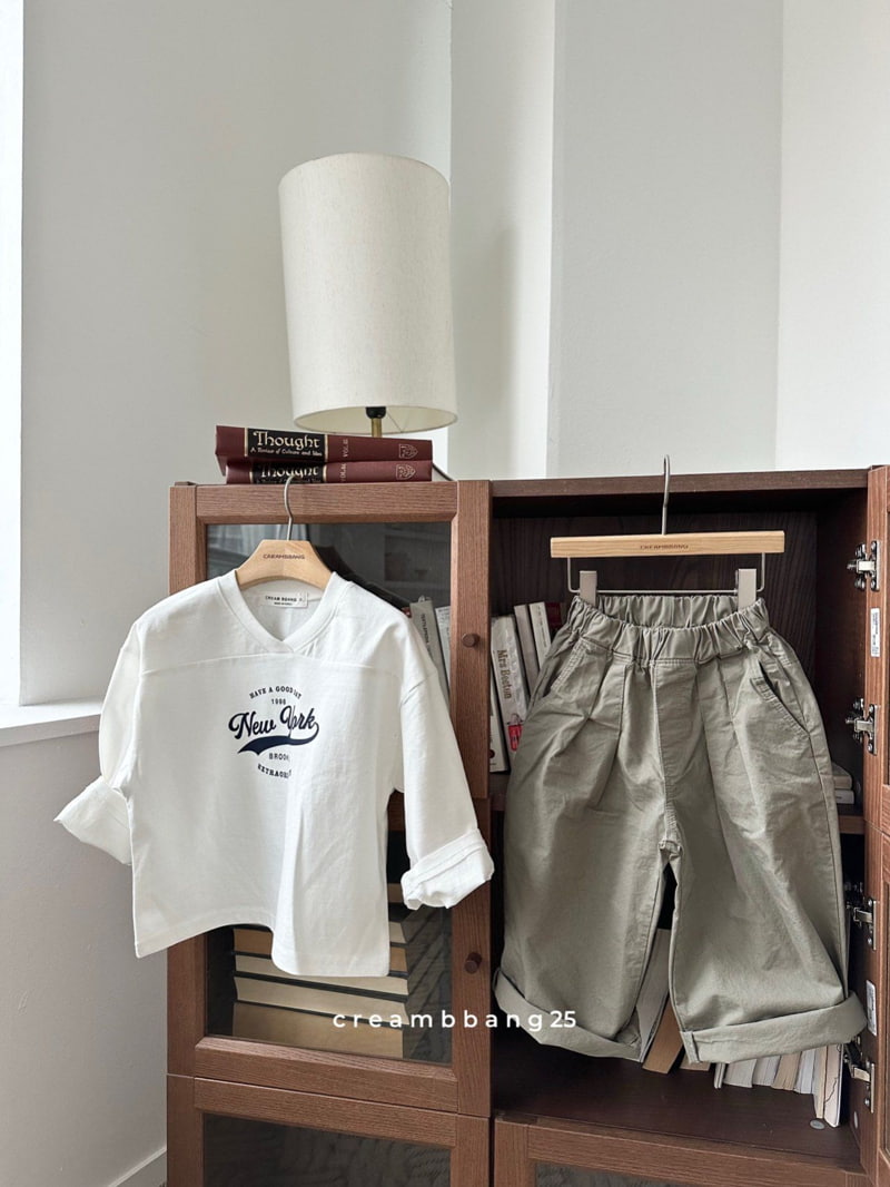 Cream Bbang - Korean Children Fashion - #designkidswear - V Neck Slit Tee - 6