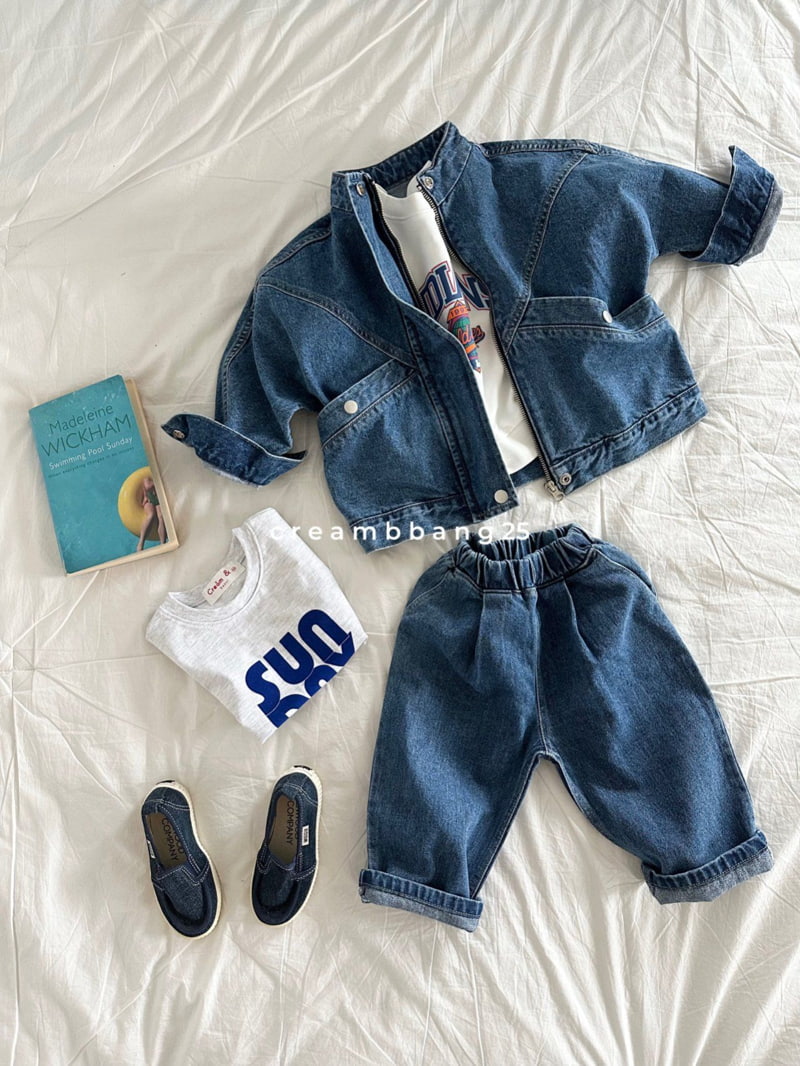 Cream Bbang - Korean Children Fashion - #designkidswear - High Neck Over Sized Denim Jacket - 9