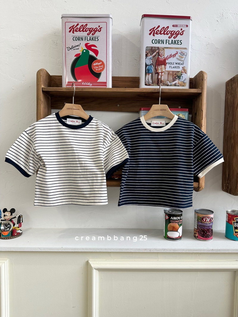 Cream Bbang - Korean Children Fashion - #designkidswear - Banding Colored Stripe Tee