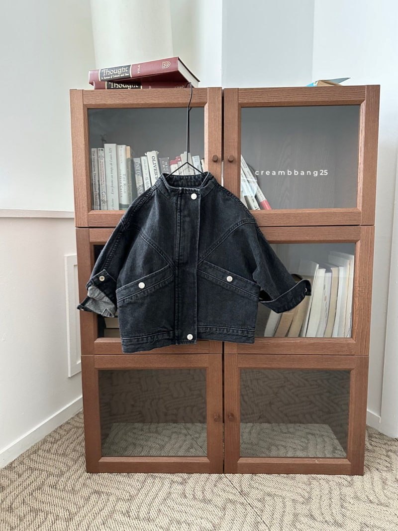 Cream Bbang - Korean Children Fashion - #discoveringself - High Neck Over Sized Denim Jacket - 10