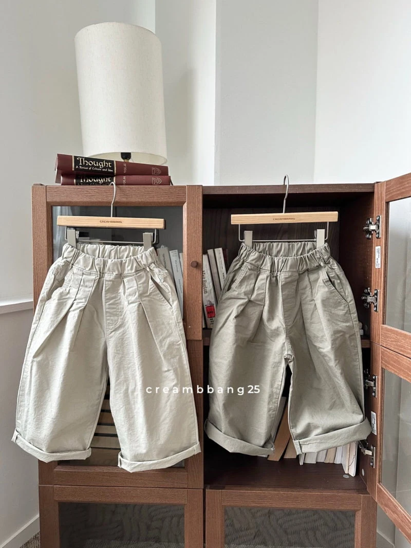 Cream Bbang - Korean Children Fashion - #kidsshorts - Cotton Two Tuck Wide Pants