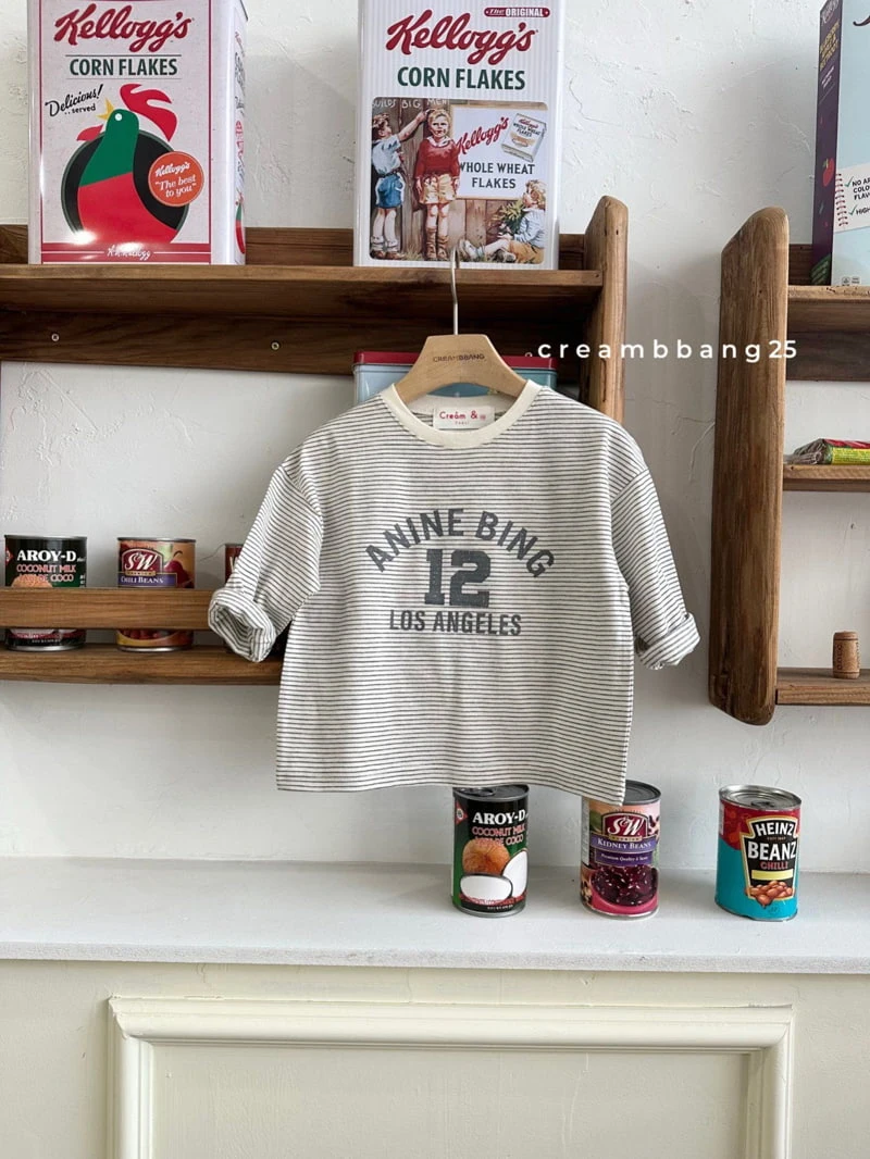 Cream Bbang - Korean Children Fashion - #kidsshorts - 12 Graphic Stripe Tee - 11