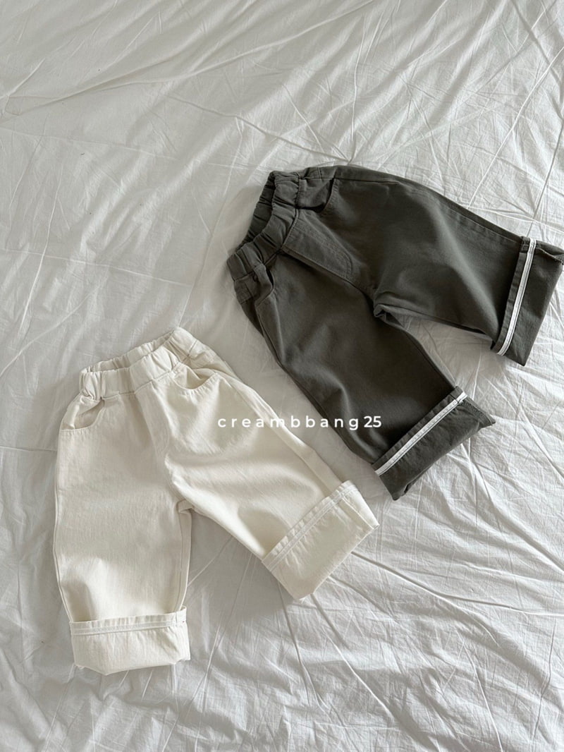 Cream Bbang - Korean Children Fashion - #kidsshorts - Bio Cotton Wide Roll-up Pants - 9