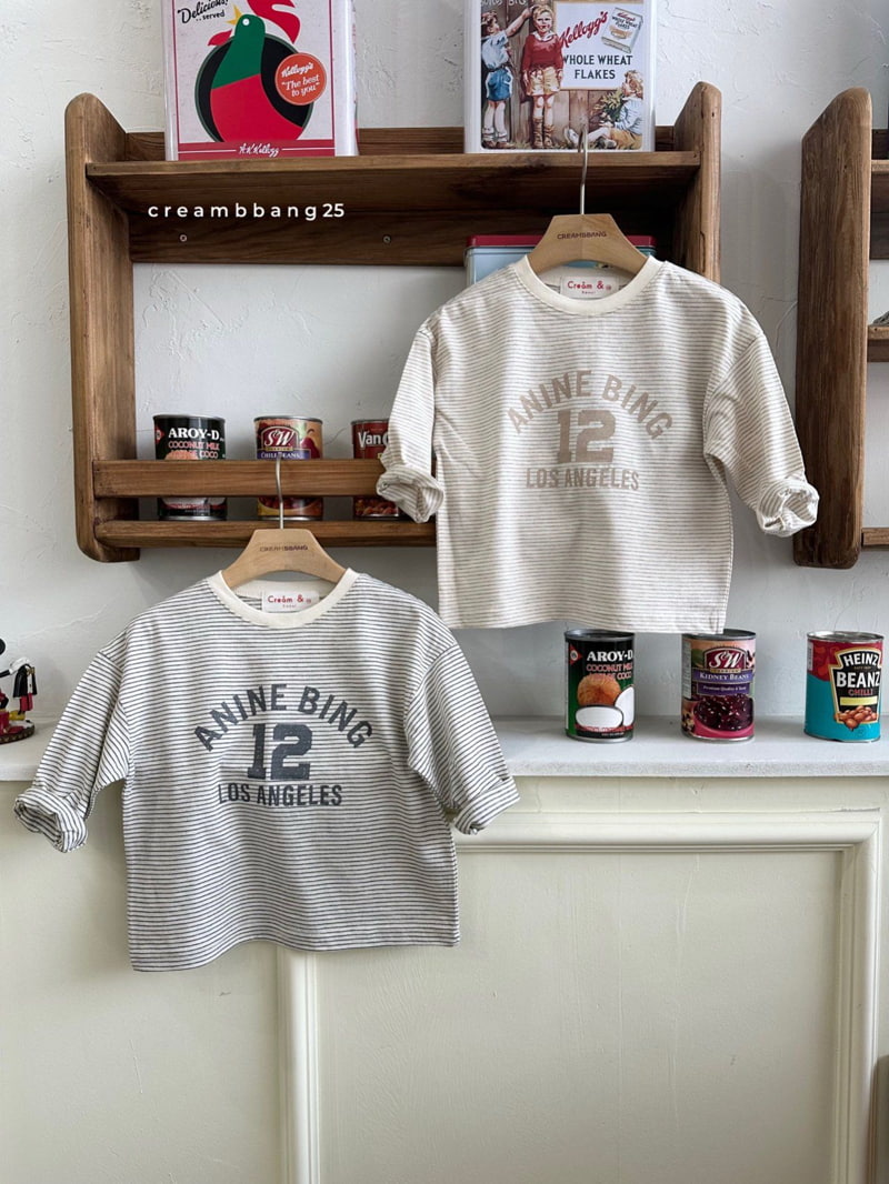 Cream Bbang - Korean Children Fashion - #littlefashionista - 12 Graphic Stripe Tee