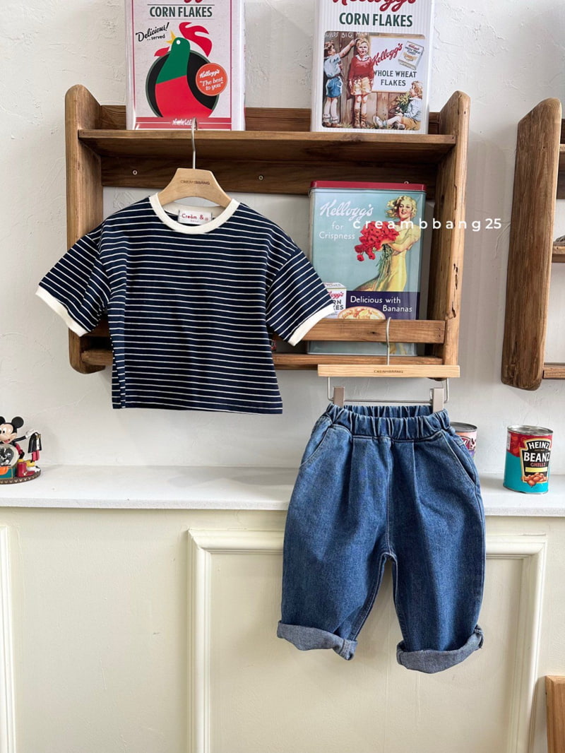 Cream Bbang - Korean Children Fashion - #littlefashionista - Banding Colored Stripe Tee - 8