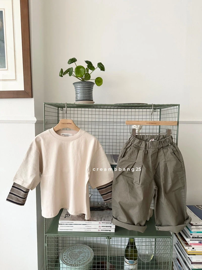 Cream Bbang - Korean Children Fashion - #magicofchildhood - Cotton Two Tuck Wide Pants - 6