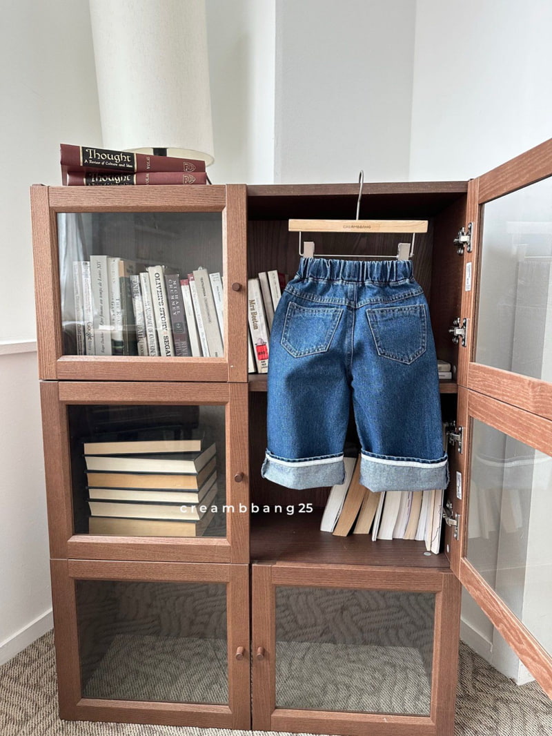 Cream Bbang - Korean Children Fashion - #magicofchildhood - Relax Denim Roll-up Pants - 3