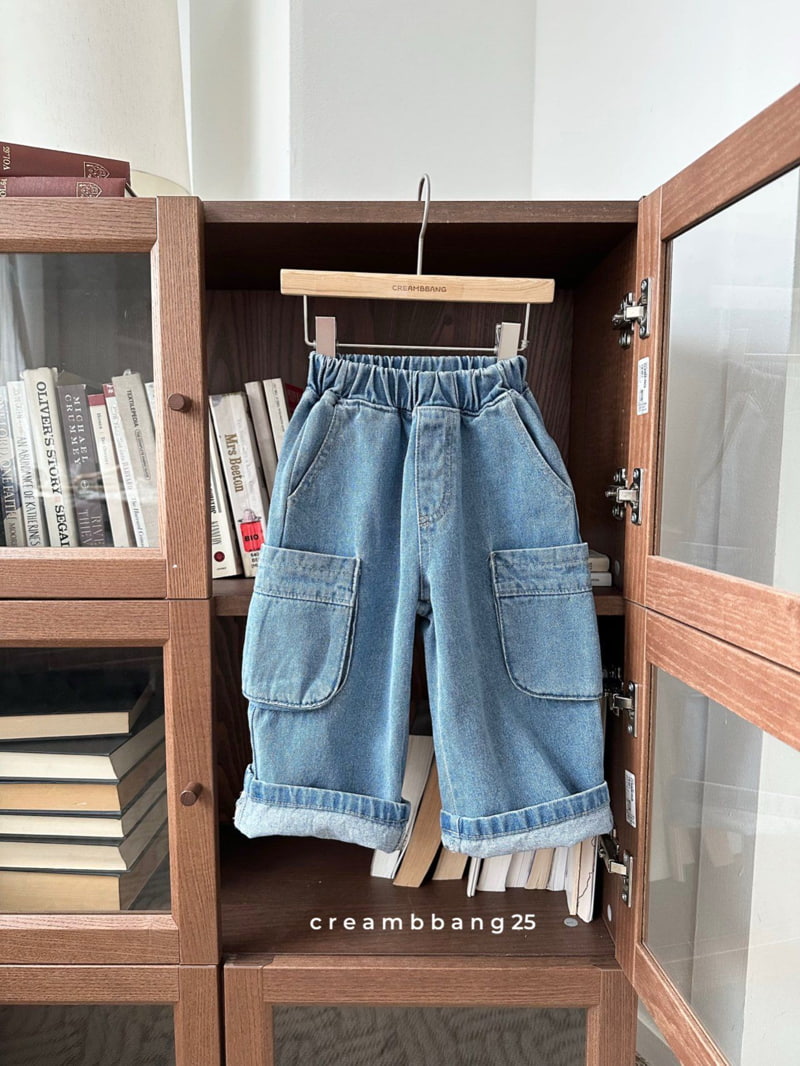 Cream Bbang - Korean Children Fashion - #minifashionista - Cargo Wide Denim Pants - 11