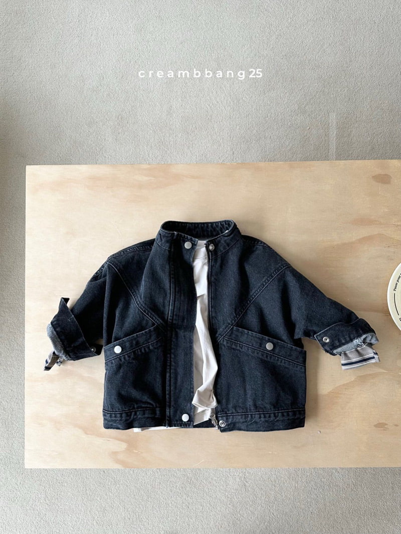 Cream Bbang - Korean Children Fashion - #prettylittlegirls - High Neck Over Sized Denim Jacket - 5