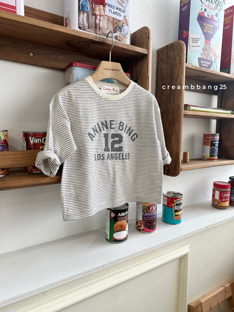 Cream Bbang - Korean Children Fashion - #minifashionista - 12 Graphic Stripe Tee - 4