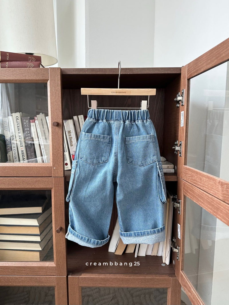 Cream Bbang - Korean Children Fashion - #prettylittlegirls - Cargo Wide Denim Pants - 12