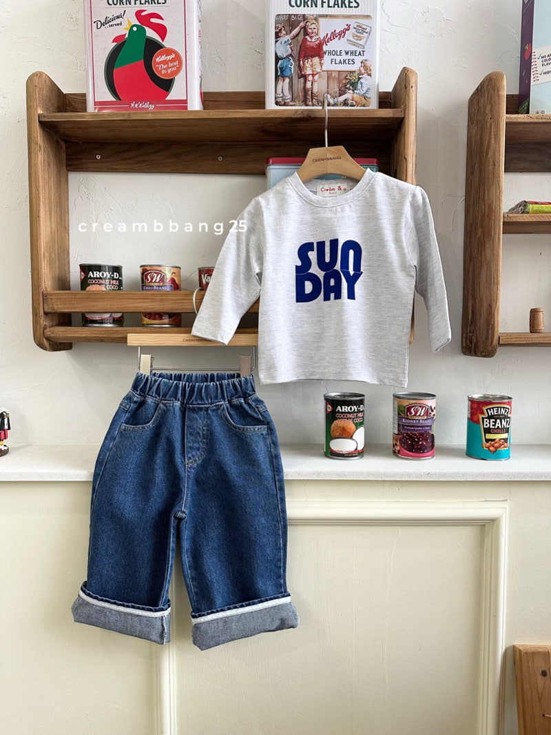 Cream Bbang - Korean Children Fashion - #prettylittlegirls - Relax Denim Roll-up Pants - 5