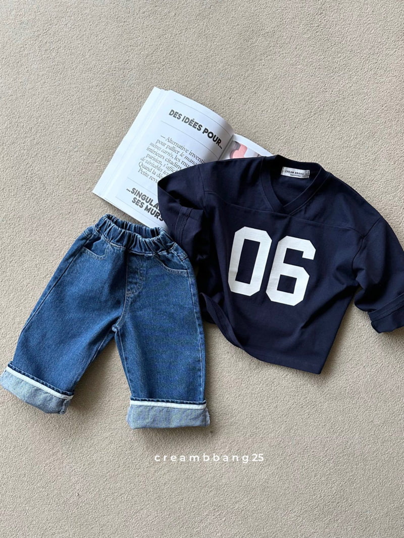Cream Bbang - Korean Children Fashion - #todddlerfashion - Relax Denim Roll-up Pants - 6