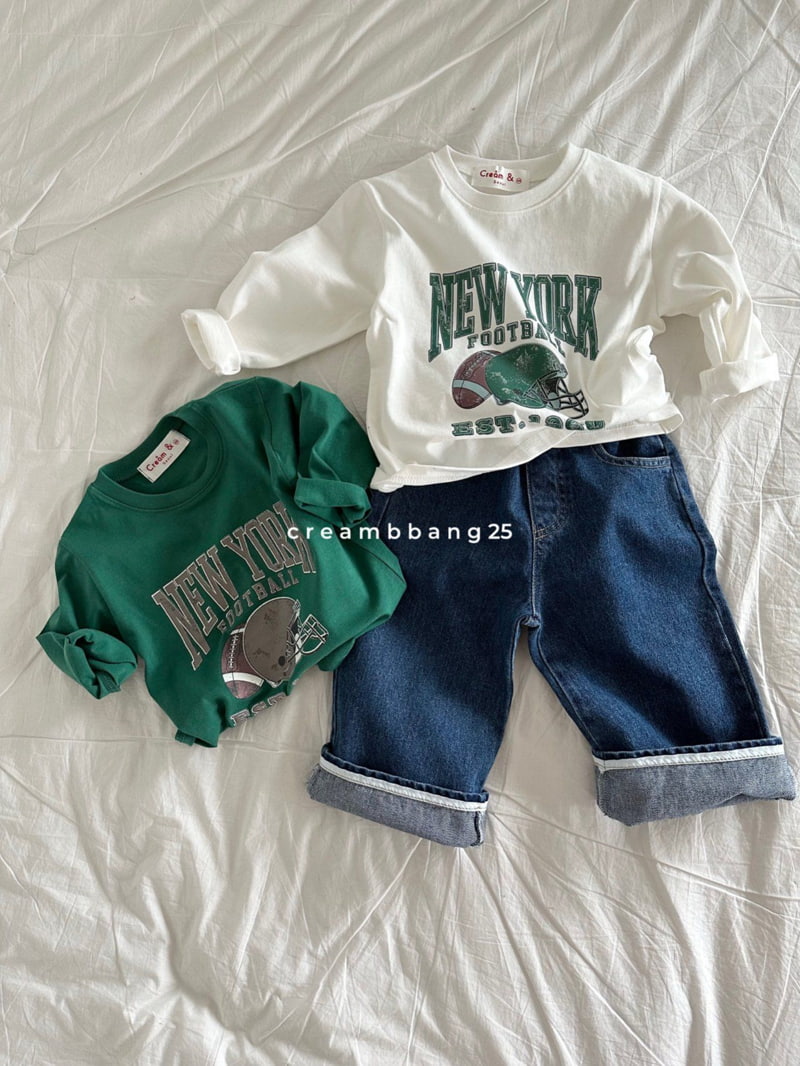 Cream Bbang - Korean Children Fashion - #toddlerclothing - Relax Denim Roll-up Pants - 7