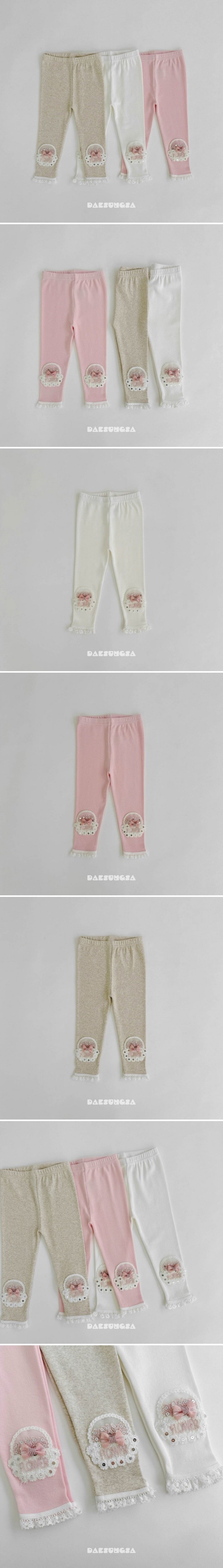 Dae Sung Sa - Korean Children Fashion - #childrensboutique - Ribbon Flower Lace Leggings