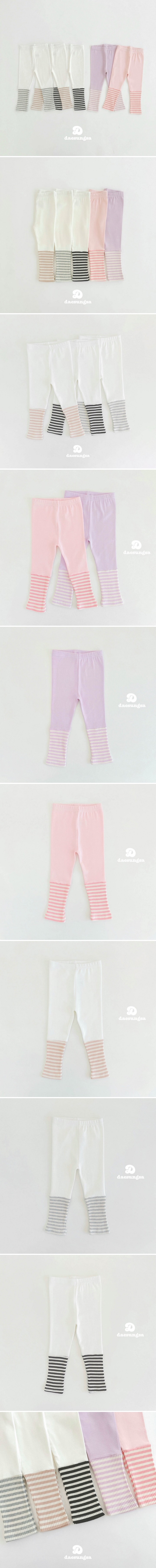Dae Sung Sa - Korean Children Fashion - #kidzfashiontrend - Stripe Two-tone Leggings