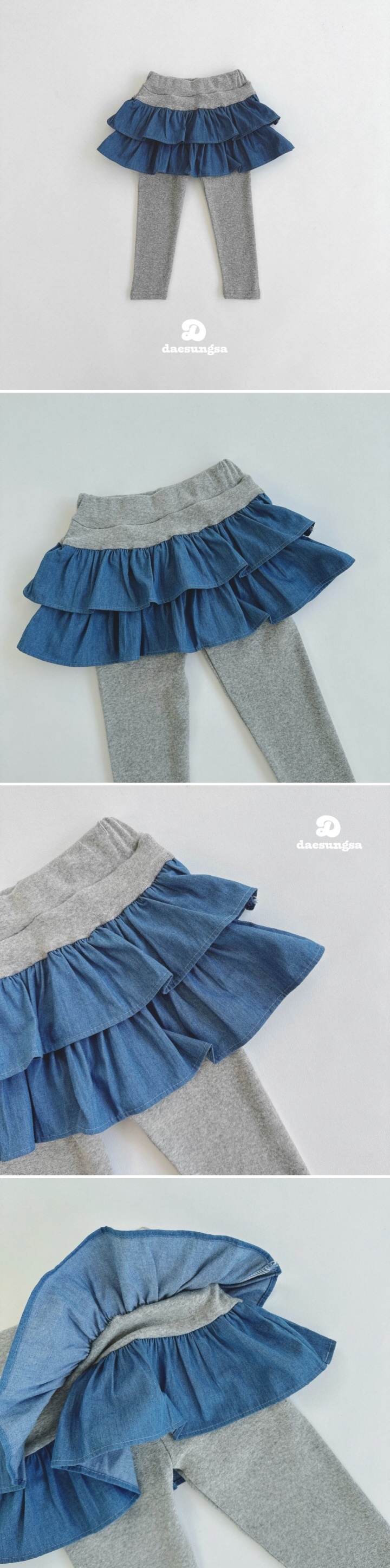 Dae Sung Sa - Korean Children Fashion - #kidzfashiontrend - Denim Cancan Skirt Leggings