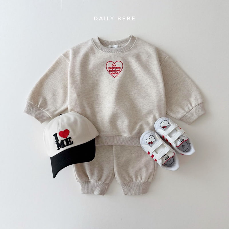 Daily Bebe - Korean Children Fashion - #childofig - From Heart Top Bottom Set - 6