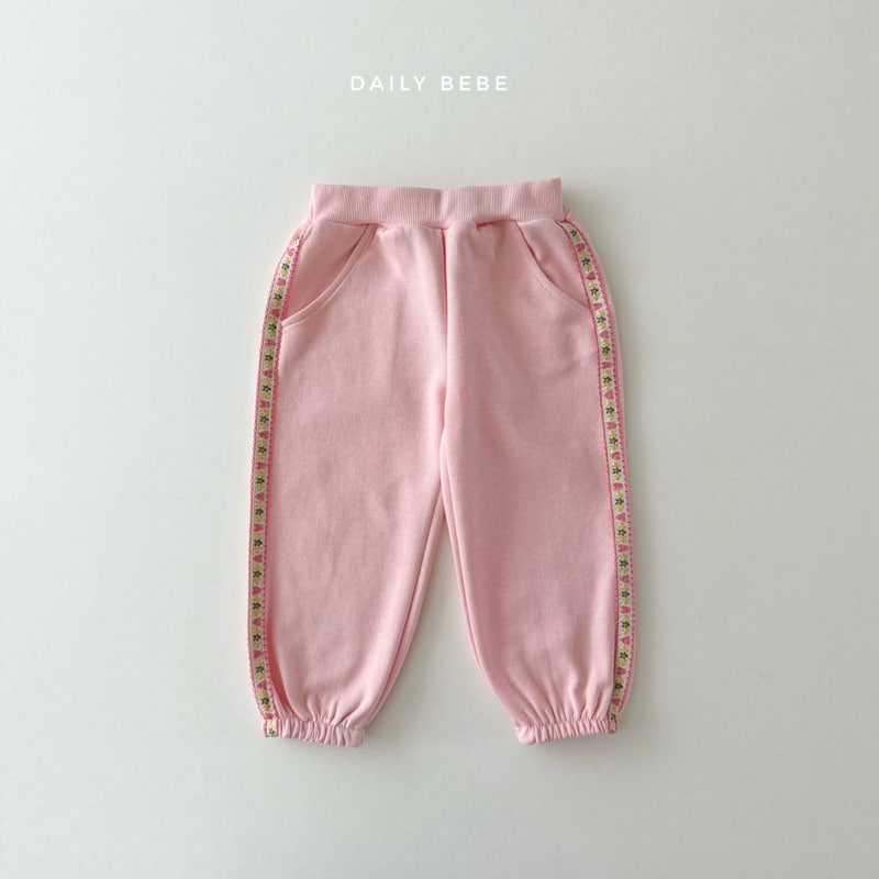 Daily Bebe - Korean Children Fashion - #childofig - Floral Tape Jogger Pants - 5