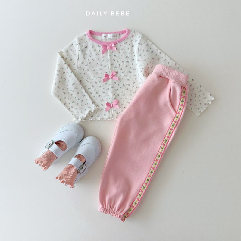 Daily Bebe - Korean Children Fashion - #childrensboutique - Floral Tape Jogger Pants - 6
