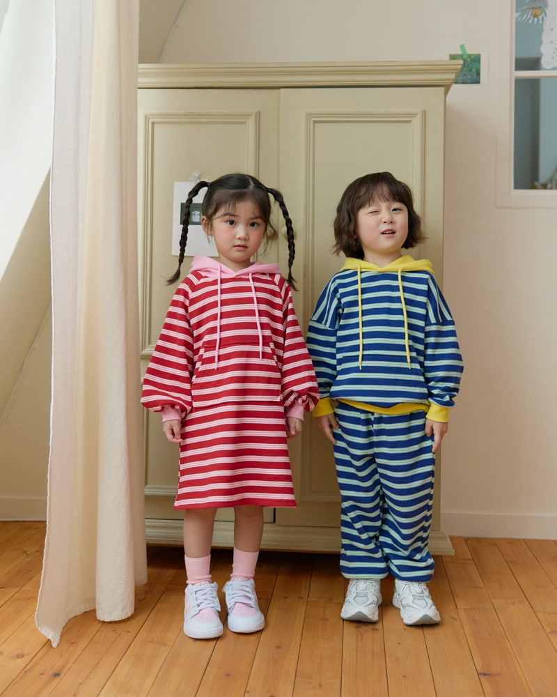 Daily Bebe - Korean Children Fashion - #designkidswear - Couple Stripe One-piece - 12