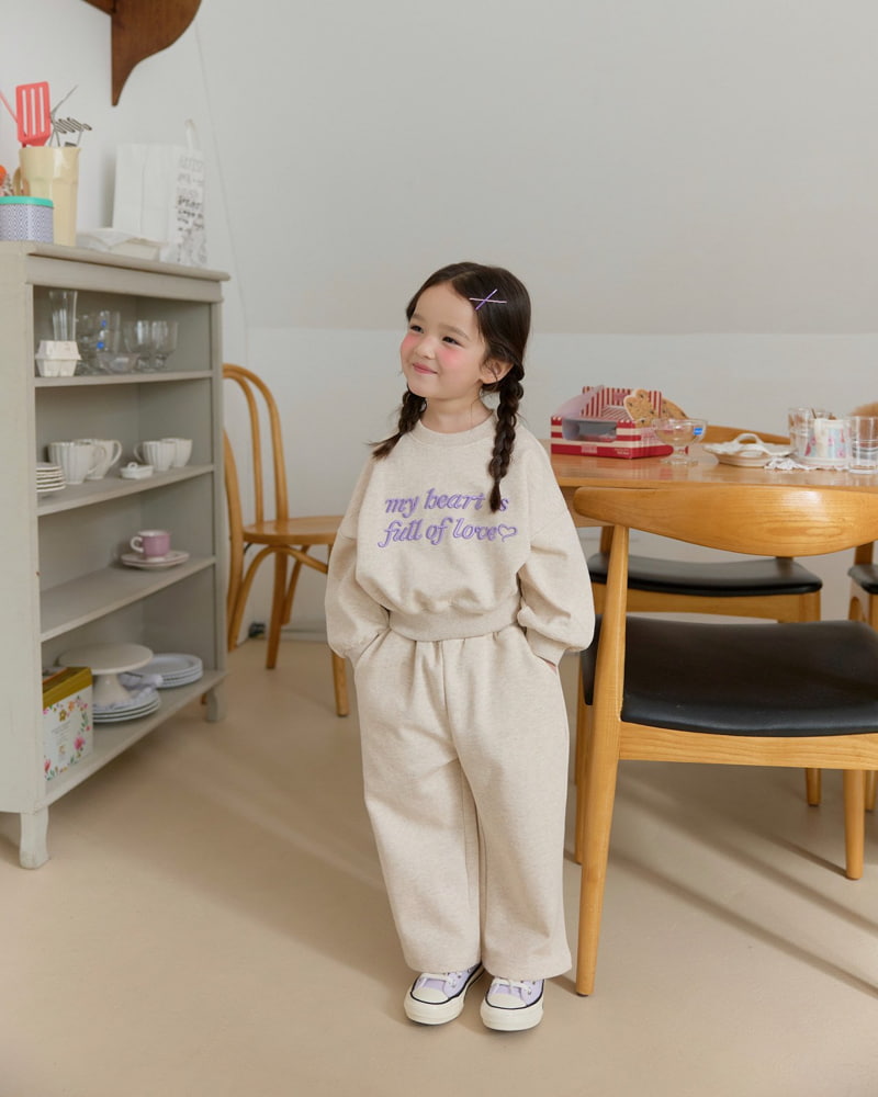 Daily Bebe - Korean Children Fashion - #designkidswear - Lettering Wide Top Bottom Set - 10