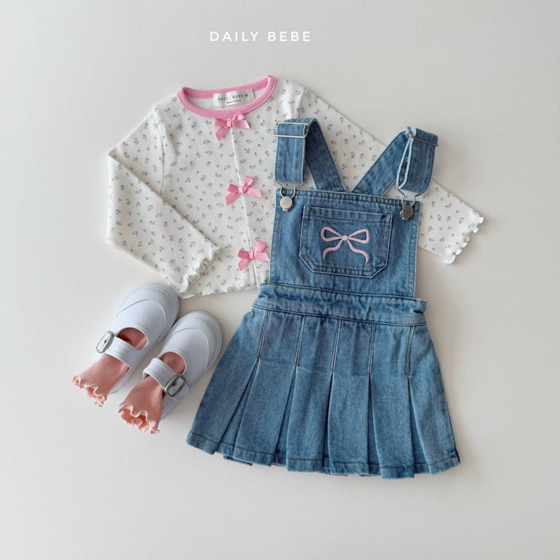 Daily Bebe - Korean Children Fashion - #designkidswear - Denim Suspender Skirt - 5