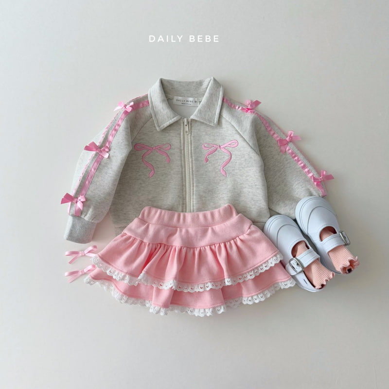 Daily Bebe - Korean Children Fashion - #fashionkids - Ribbon Zip-up Jacket - 6