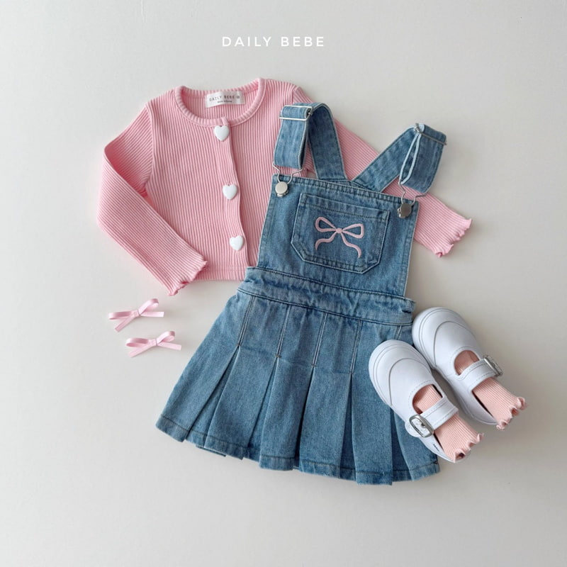 Daily Bebe - Korean Children Fashion - #fashionkids - Denim Suspender Skirt - 7