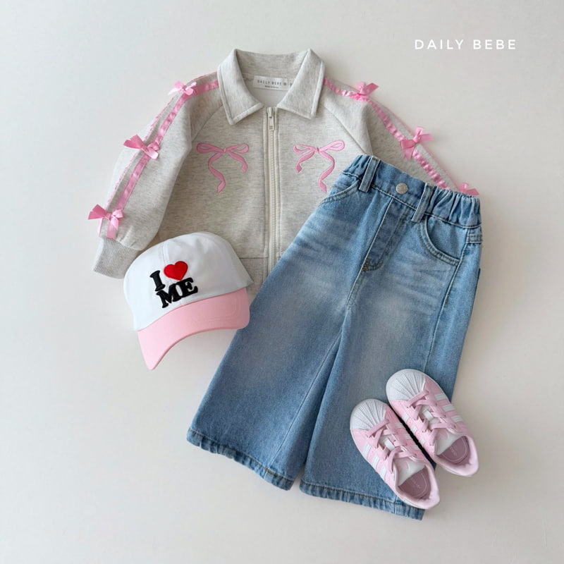 Daily Bebe - Korean Children Fashion - #kidsstore - Ribbon Zip-up Jacket - 8