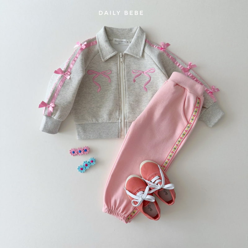 Daily Bebe - Korean Children Fashion - #kidzfashiontrend - Ribbon Zip-up Jacket - 9