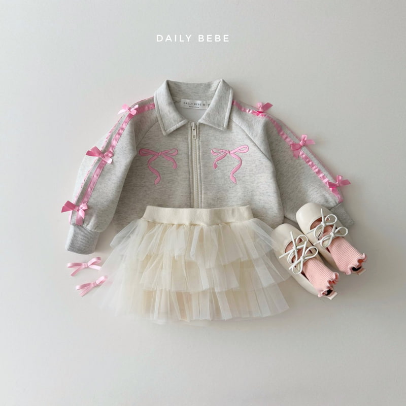 Daily Bebe - Korean Children Fashion - #magicofchildhood - Ribbon Zip-up Jacket - 12
