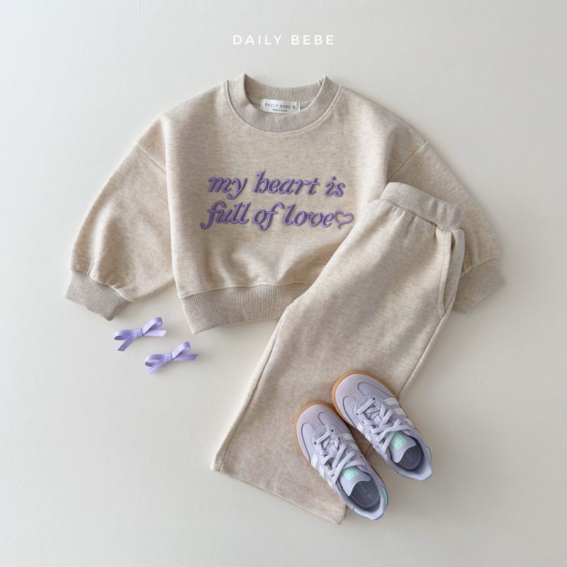 Daily Bebe - Korean Children Fashion - #littlefashionista - Lettering Wide Top Bottom Set - 4