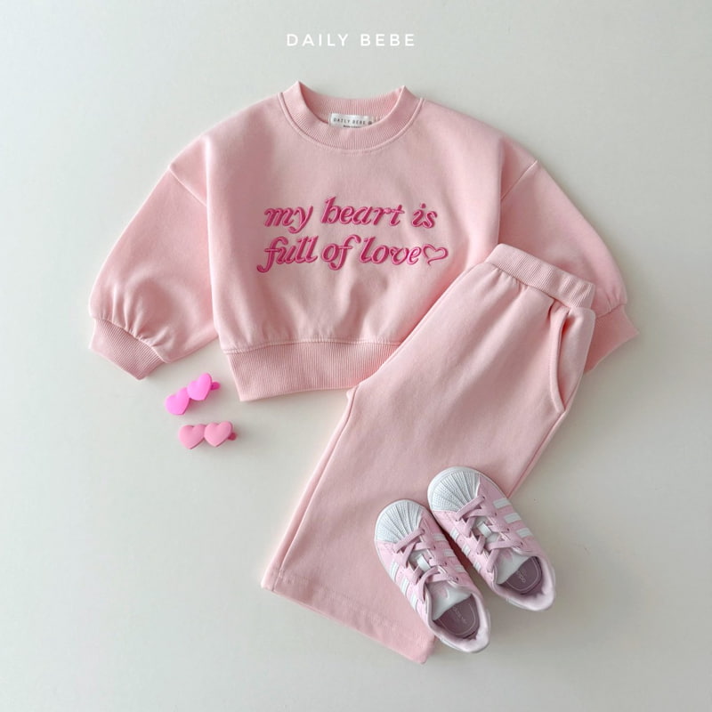 Daily Bebe - Korean Children Fashion - #minifashionista - Lettering Wide Top Bottom Set - 5