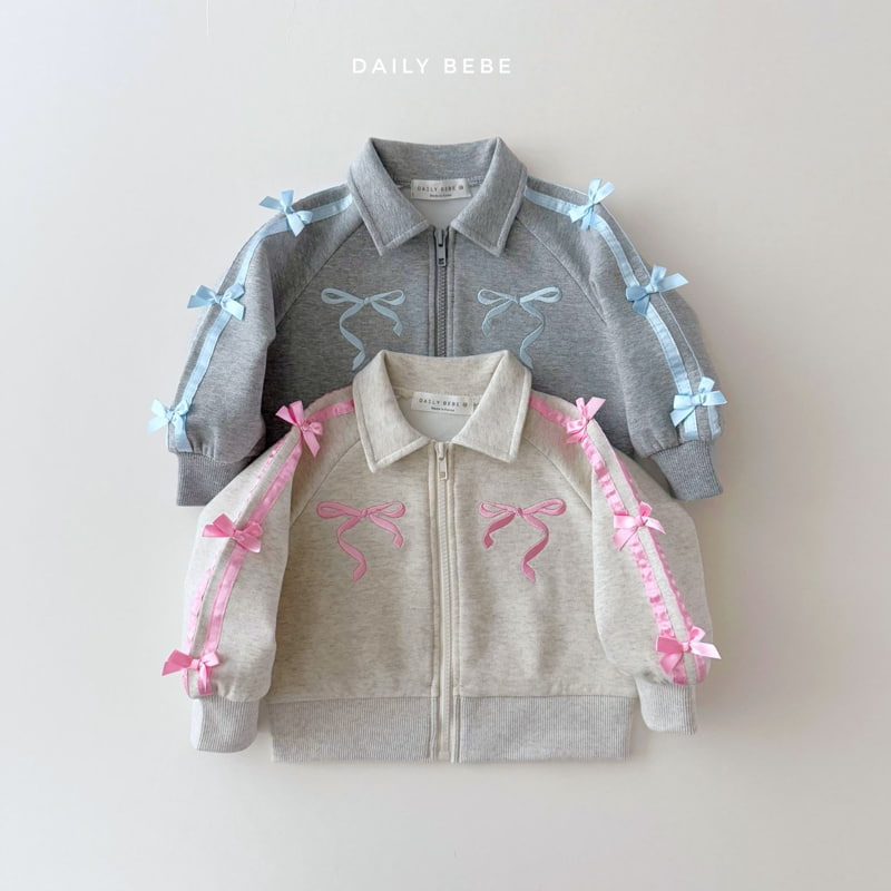 Daily Bebe - Korean Children Fashion - #stylishchildhood - Ribbon Zip-up Jacket
